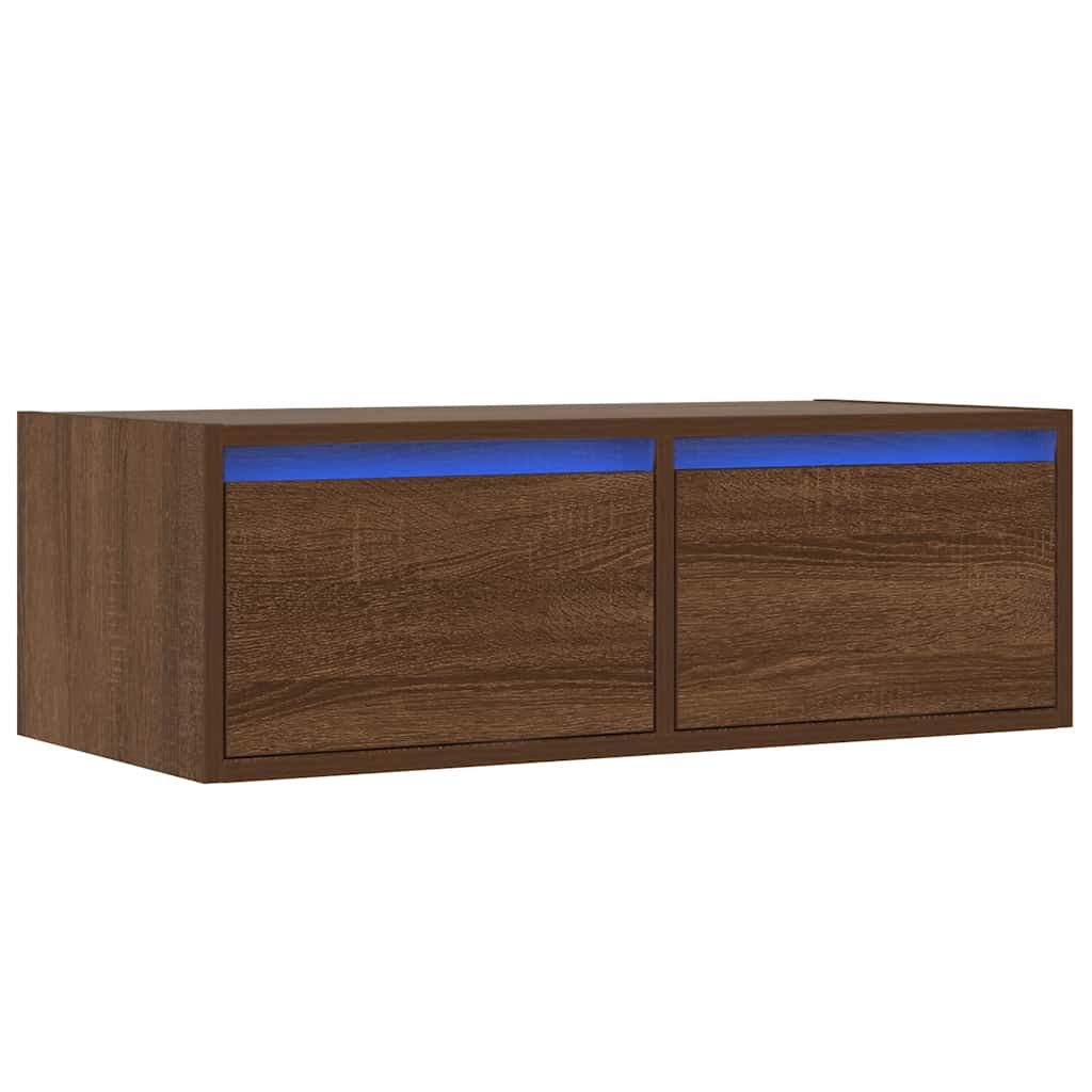 Tv-meubel met LED-verlichting 75x35,5x25 cm bruin eikenkleur is nu te koop bij PeponiXL, paradijselijk wonen!