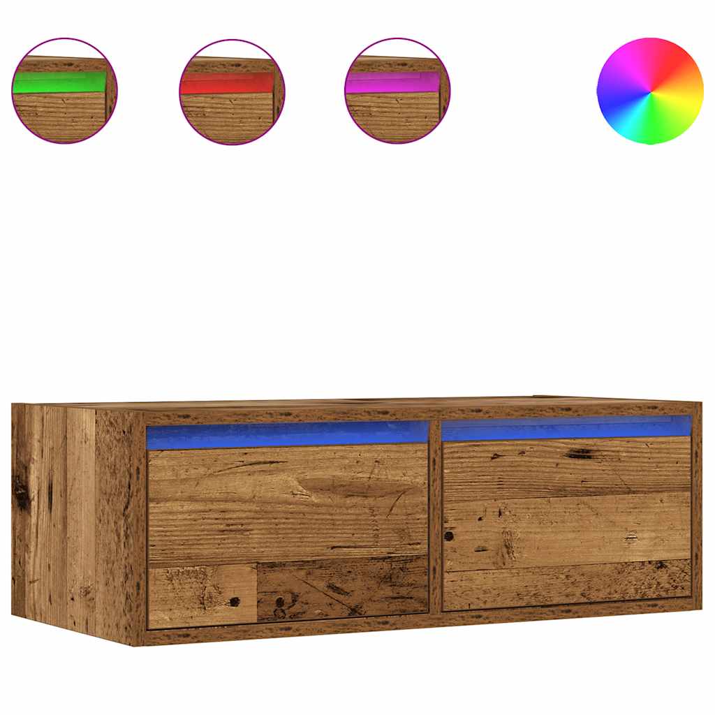 Tv-meubel met LED-verlichting 75x35,5x25 cm oud houtkleurig is nu te koop bij PeponiXL, paradijselijk wonen!