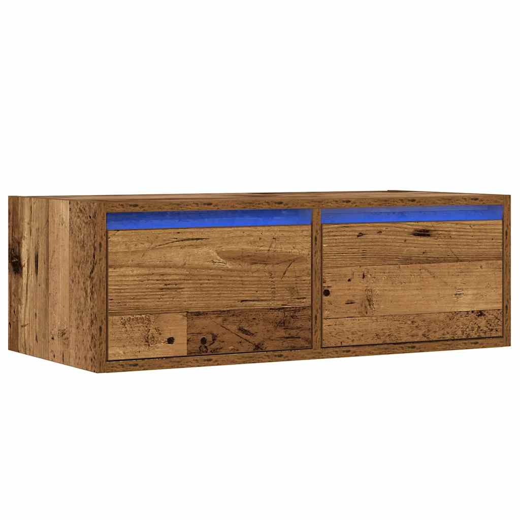 Tv-meubel met LED-verlichting 75x35,5x25 cm oud houtkleurig is nu te koop bij PeponiXL, paradijselijk wonen!