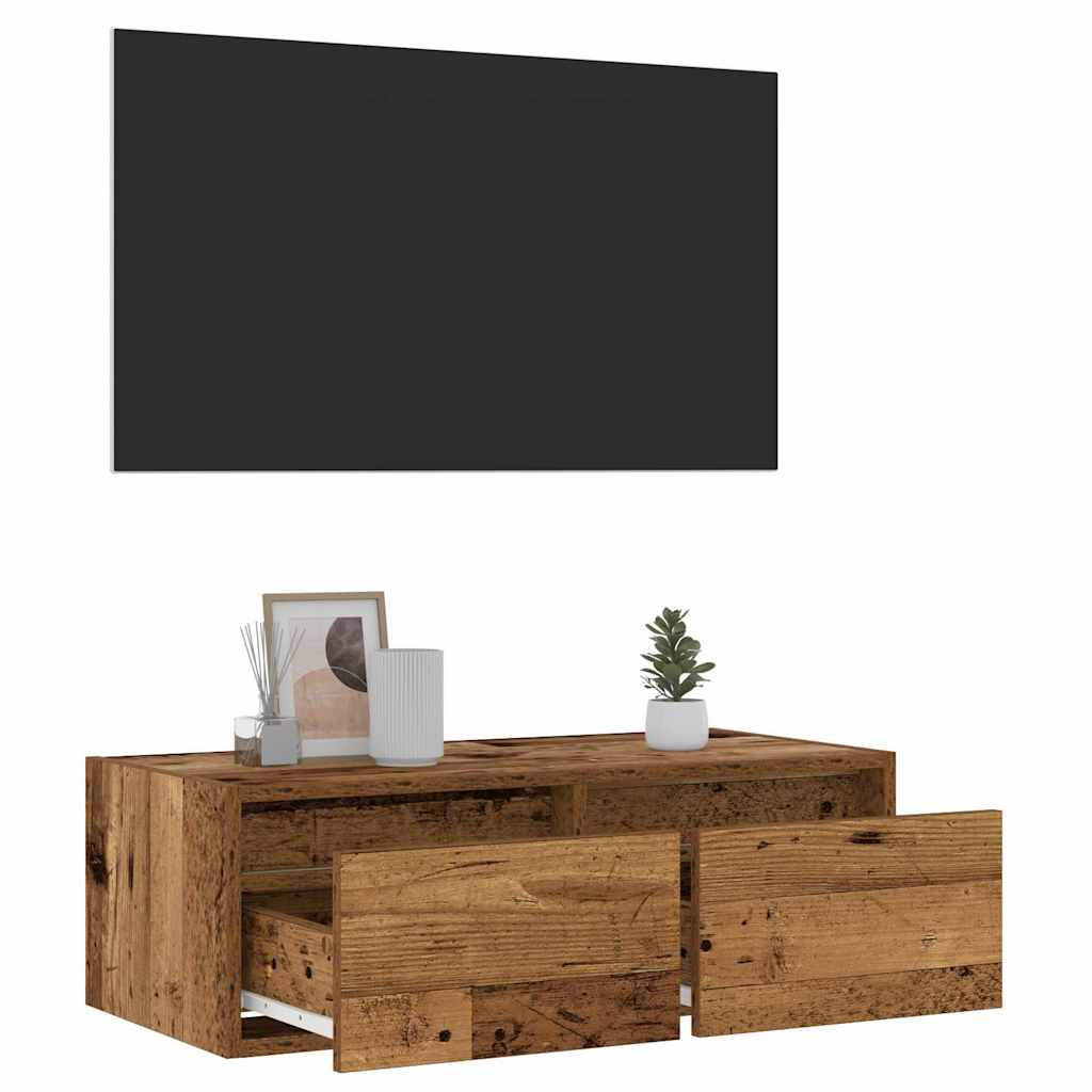 Tv-meubel met LED-verlichting 75x35,5x25 cm oud houtkleurig is nu te koop bij PeponiXL, paradijselijk wonen!