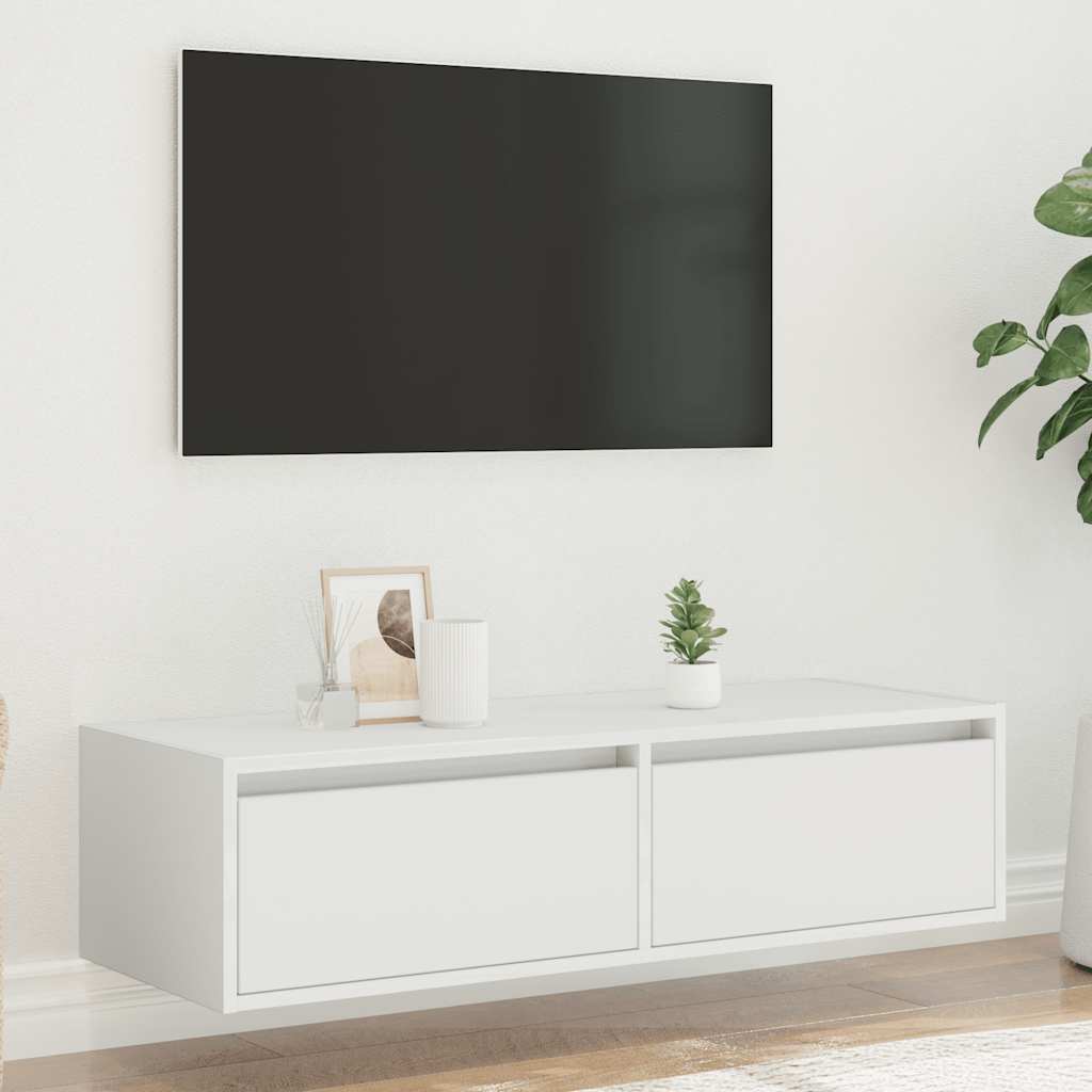 Tv-meubel met LED-verlichting 100X35,5x25 cm wit is nu te koop bij PeponiXL, paradijselijk wonen!