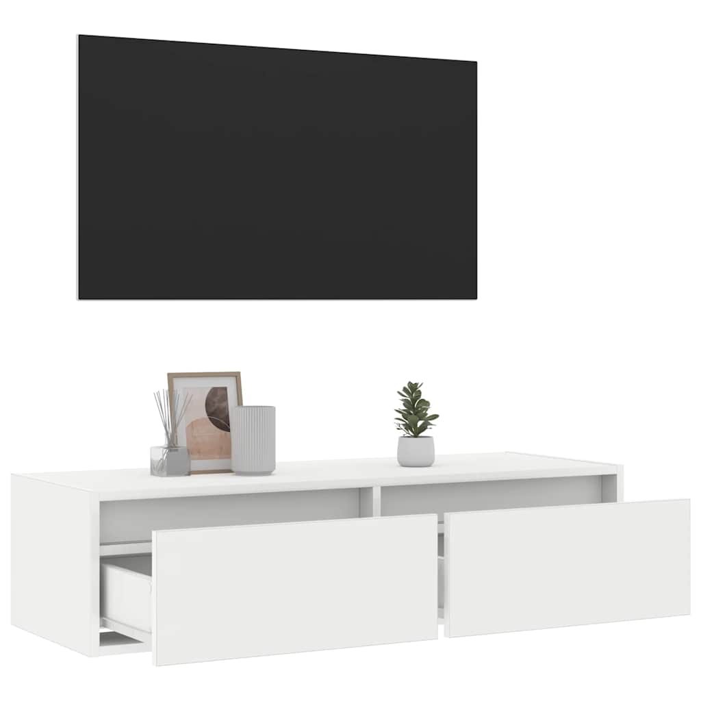 Tv-meubel met LED-verlichting 100X35,5x25 cm wit is nu te koop bij PeponiXL, paradijselijk wonen!