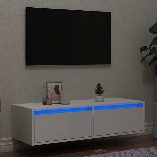 Tv-meubel met LED-verlichting 100X35,5x25 cm wit is nu te koop bij PeponiXL, paradijselijk wonen!