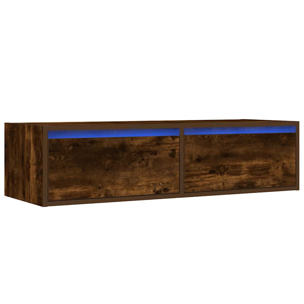 Tv-meubel met LED-verlichting 100X35,5x25 cm gerookt eikenkleur is nu te koop bij PeponiXL, paradijselijk wonen!