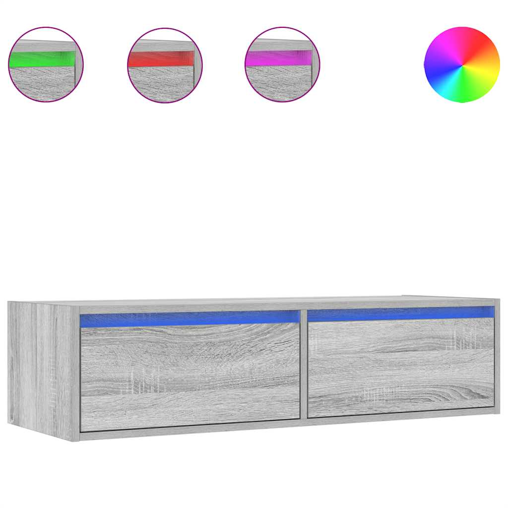 Tv-meubel met LED-verlichting 100X35,5x25 cm grijs sonoma eiken is nu te koop bij PeponiXL, paradijselijk wonen!