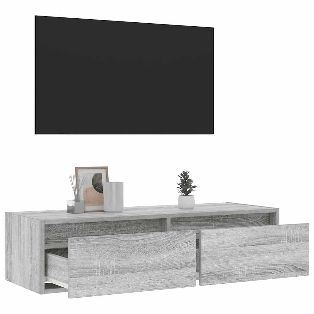 Tv-meubel met LED-verlichting 100X35,5x25 cm grijs sonoma eiken is nu te koop bij PeponiXL, paradijselijk wonen!