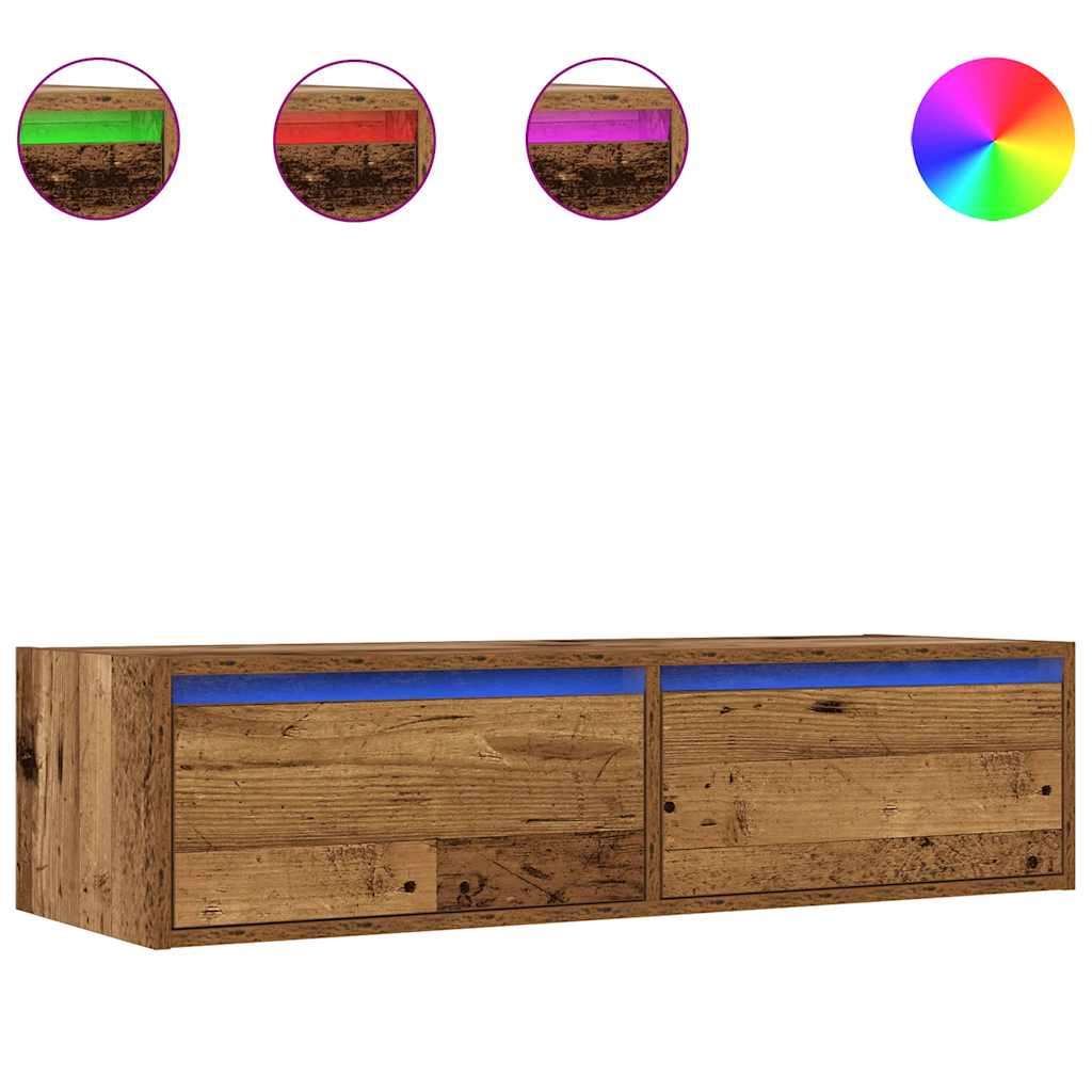 Tv-meubel met LED-verlichting 100X35,5x25 cm oud houtkleurig is nu te koop bij PeponiXL, paradijselijk wonen!