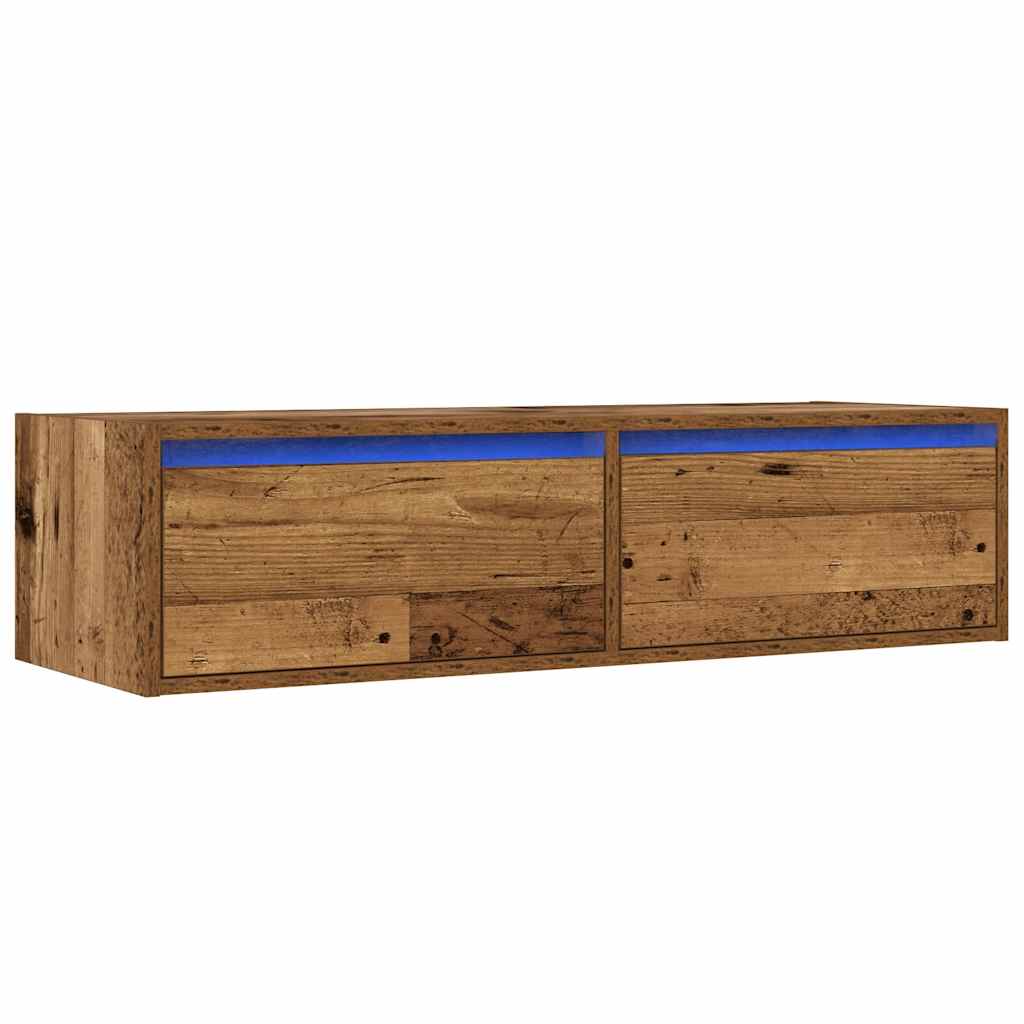 Tv-meubel met LED-verlichting 100X35,5x25 cm oud houtkleurig is nu te koop bij PeponiXL, paradijselijk wonen!