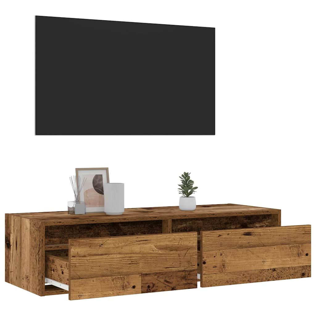 Tv-meubel met LED-verlichting 100X35,5x25 cm oud houtkleurig is nu te koop bij PeponiXL, paradijselijk wonen!