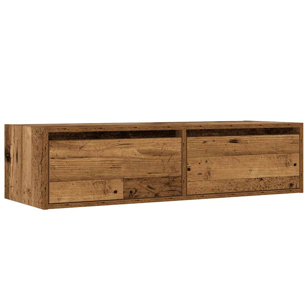 Tv-meubel met LED-verlichting 100X35,5x25 cm oud houtkleurig is nu te koop bij PeponiXL, paradijselijk wonen!