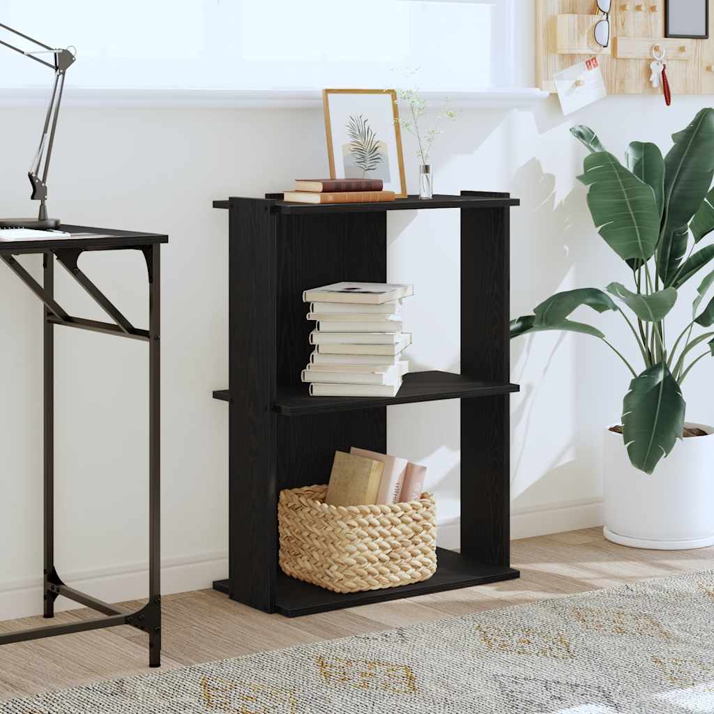Boekenkast 3-laags 60x30x80 cm bewerkt hout zwart is nu te koop bij PeponiXL, paradijselijk wonen!