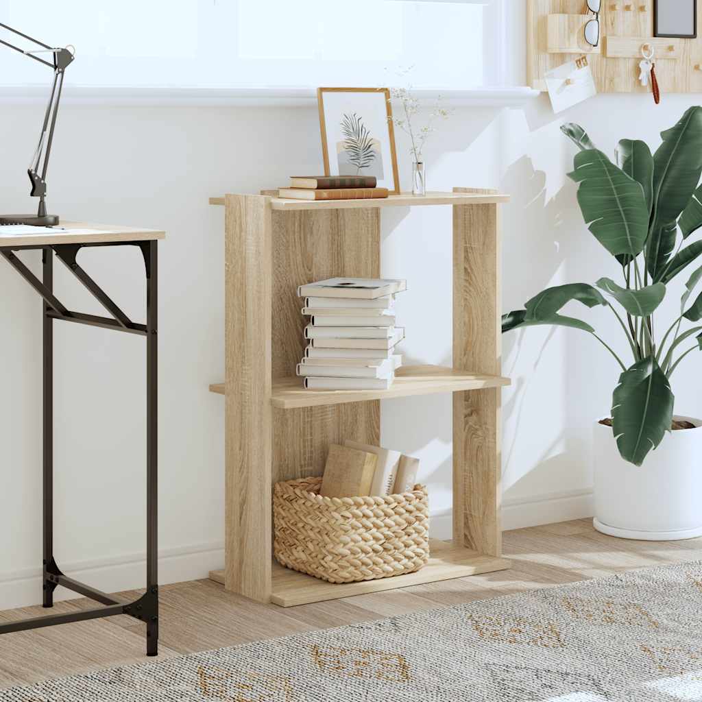 Boekenkast 3-laags 60x30x80 cm bewerkt hout sonoma eikenkleurig is nu te koop bij PeponiXL, paradijselijk wonen!
