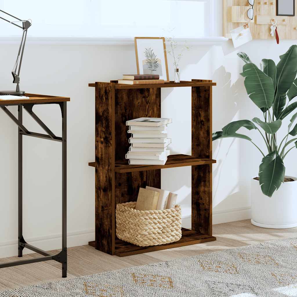 Boekenkast 3-laags 60x30x80 cm bewerkt hout gerookt eikenkleur is nu te koop bij PeponiXL, paradijselijk wonen!