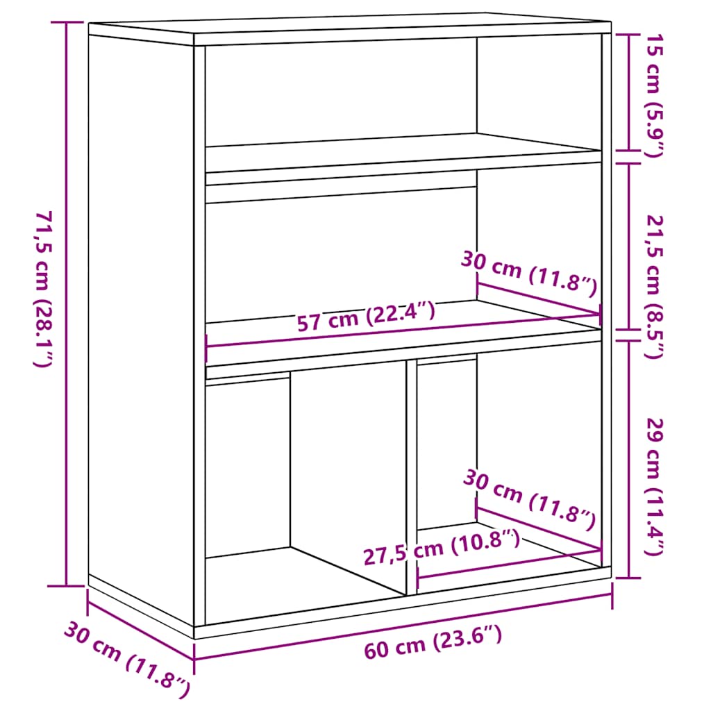 Boekenkast 60x30x71,5 cm bewerkt hout wit is nu te koop bij PeponiXL, paradijselijk wonen!