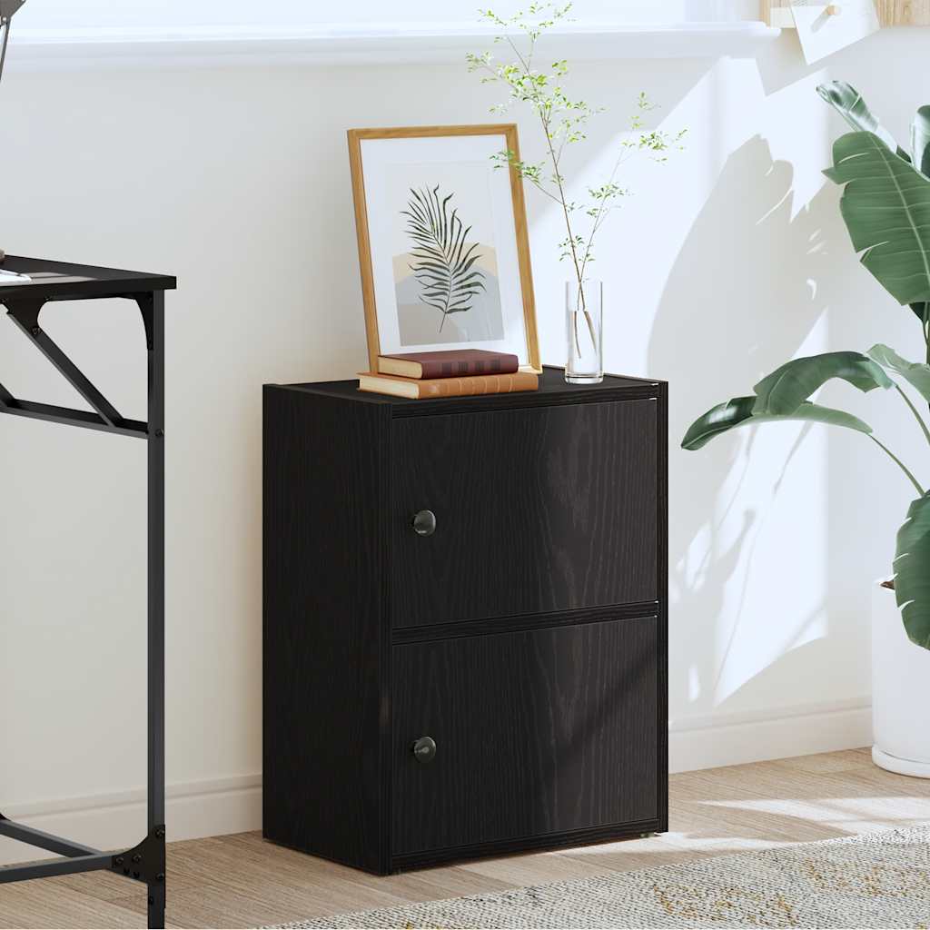 Boekenkast 40x24x52 cm bewerkt hout zwart eikenkleurig is nu te koop bij PeponiXL, paradijselijk wonen!