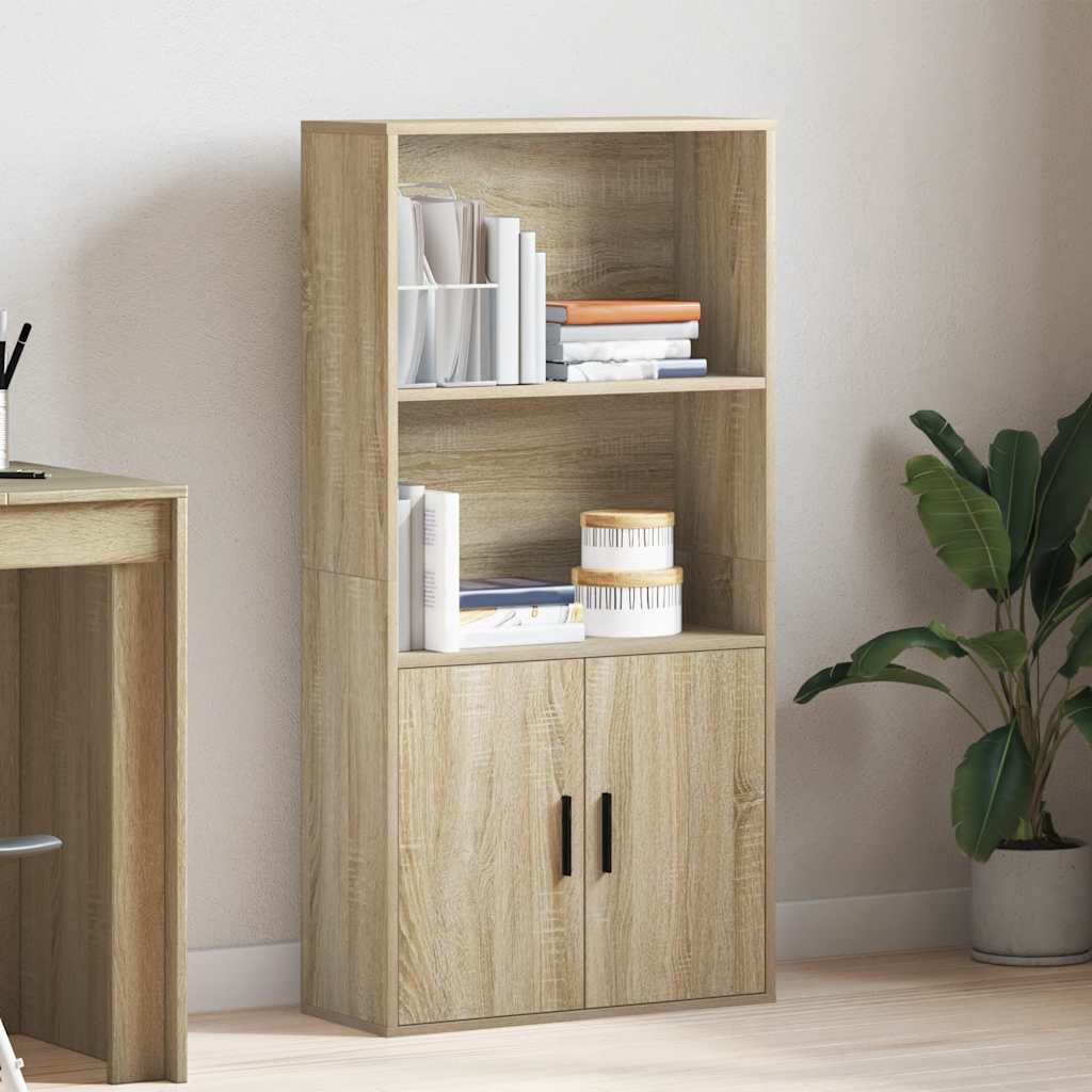 Boekenkast 60x24x120 cm bewerkt hout sonoma eikenkleurig is nu te koop bij PeponiXL, paradijselijk wonen!