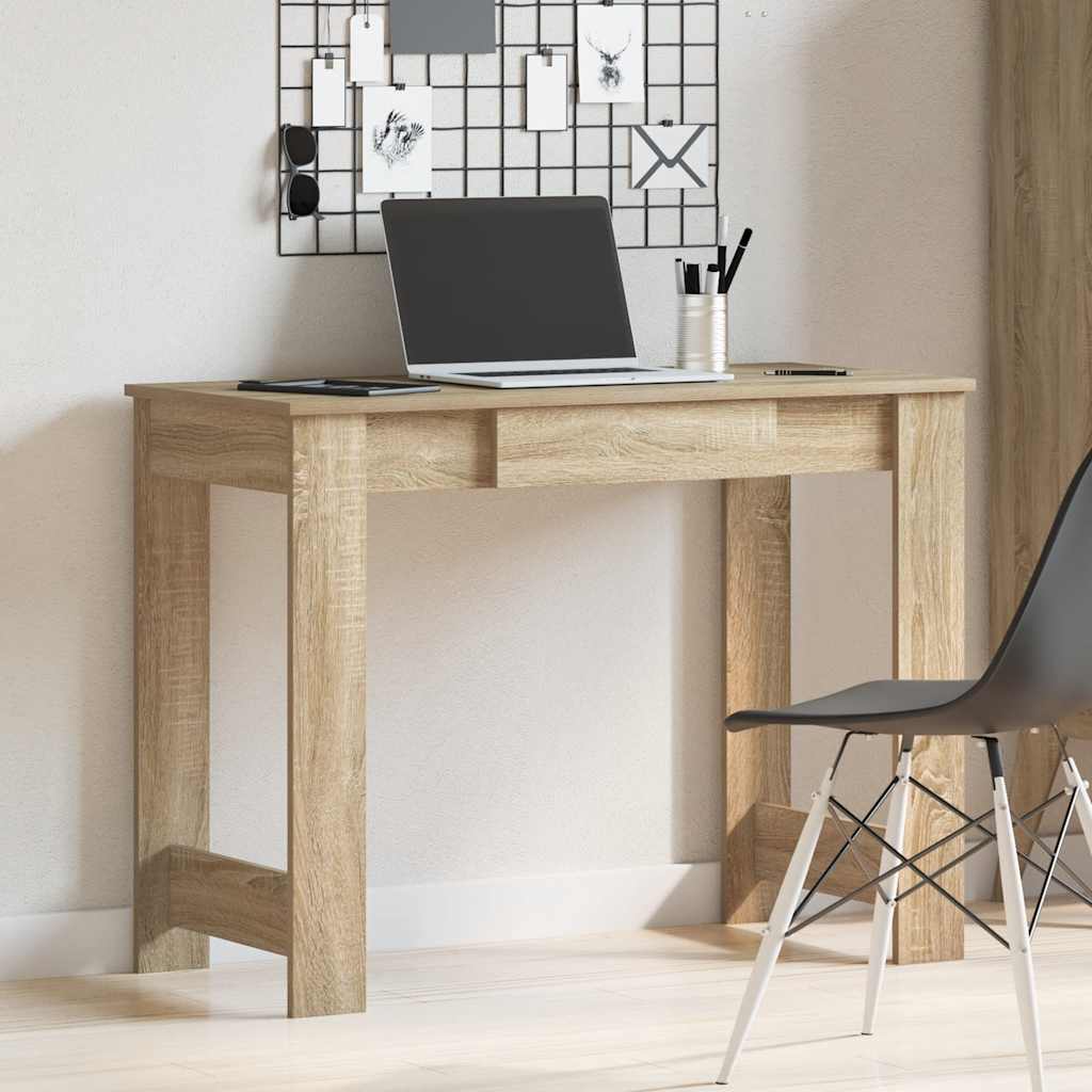 Bureau 100x45x75 cm bewerkt hout sonoma eikenkleurig is nu te koop bij PeponiXL, paradijselijk wonen!