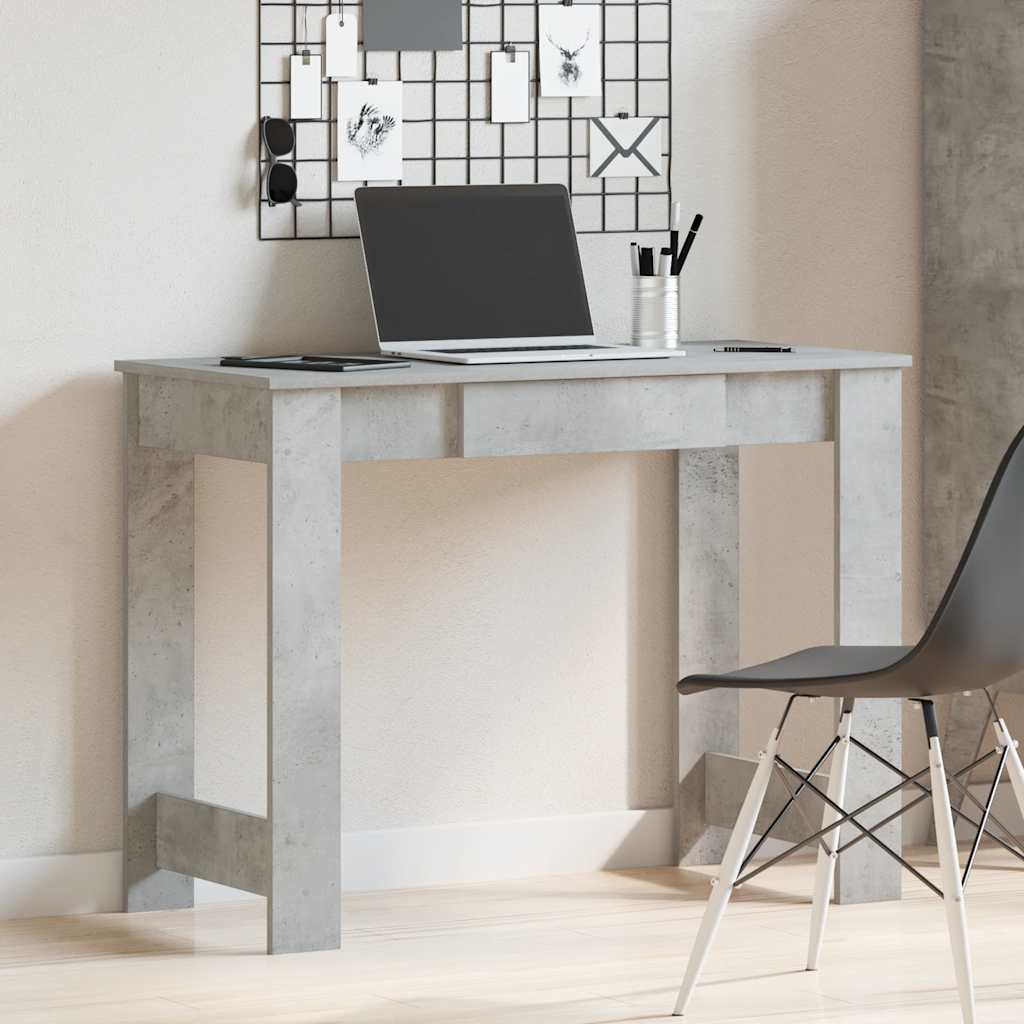 Bureau 100x45x75 cm bewerkt hout betongrijs is nu te koop bij PeponiXL, paradijselijk wonen!