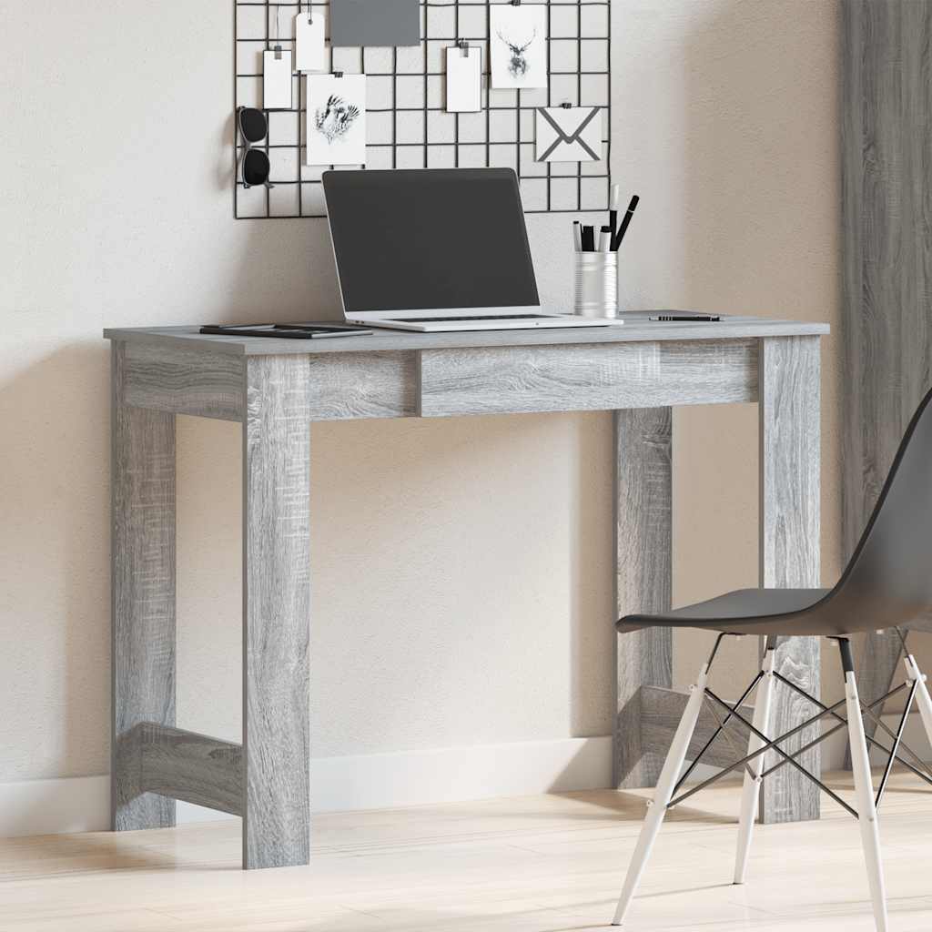 Bureau 100x45x75 cm bewerkt hout grijs sonoma eikenkleurig is nu te koop bij PeponiXL, paradijselijk wonen!