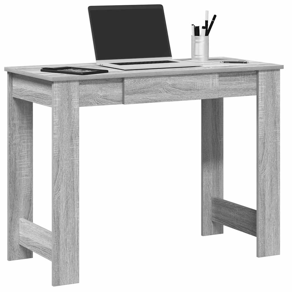 Bureau 100x45x75 cm bewerkt hout grijs sonoma eikenkleurig is nu te koop bij PeponiXL, paradijselijk wonen!