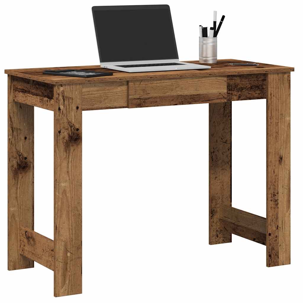 Bureau 100x45x75 cm bewerkt hout oud houtkleurig is nu te koop bij PeponiXL, paradijselijk wonen!