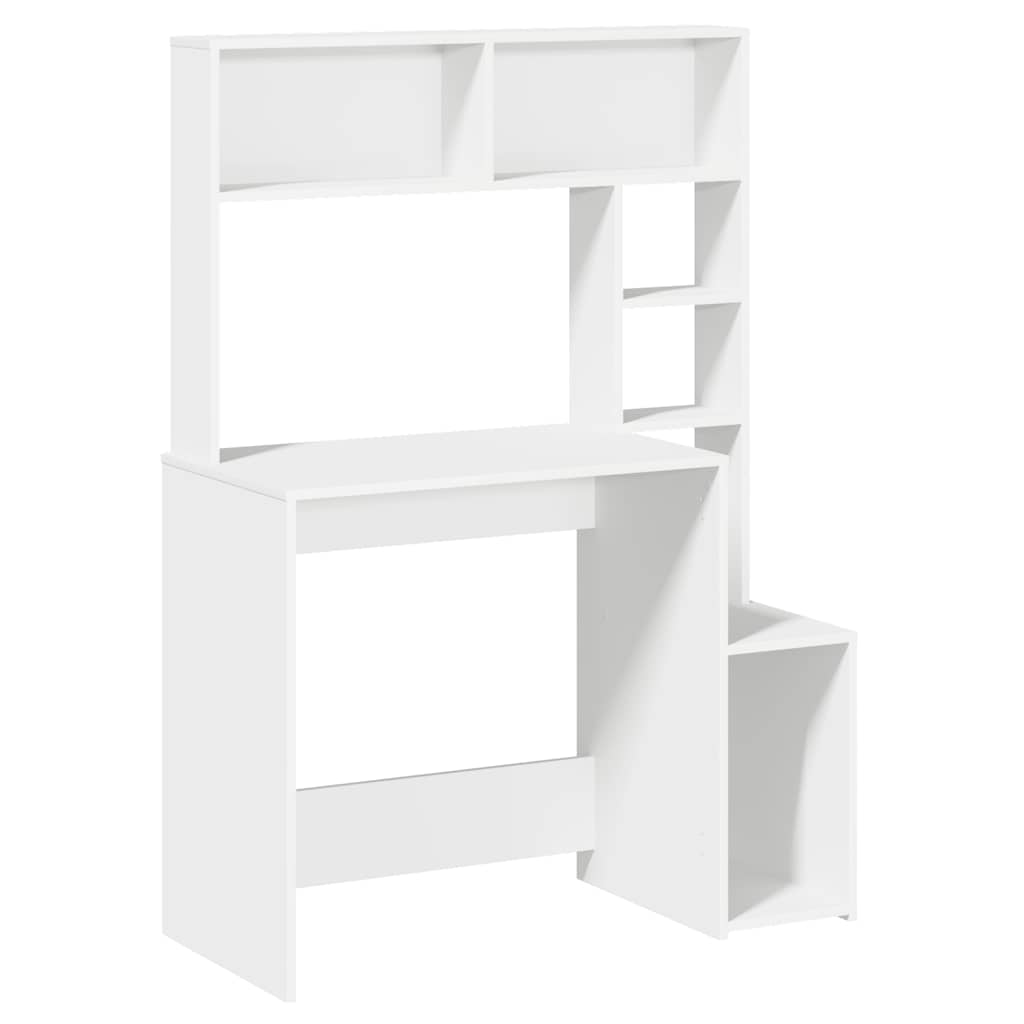 Bureau met schappen 100x45x140 cm bewerkt hout wit is nu te koop bij PeponiXL, paradijselijk wonen!