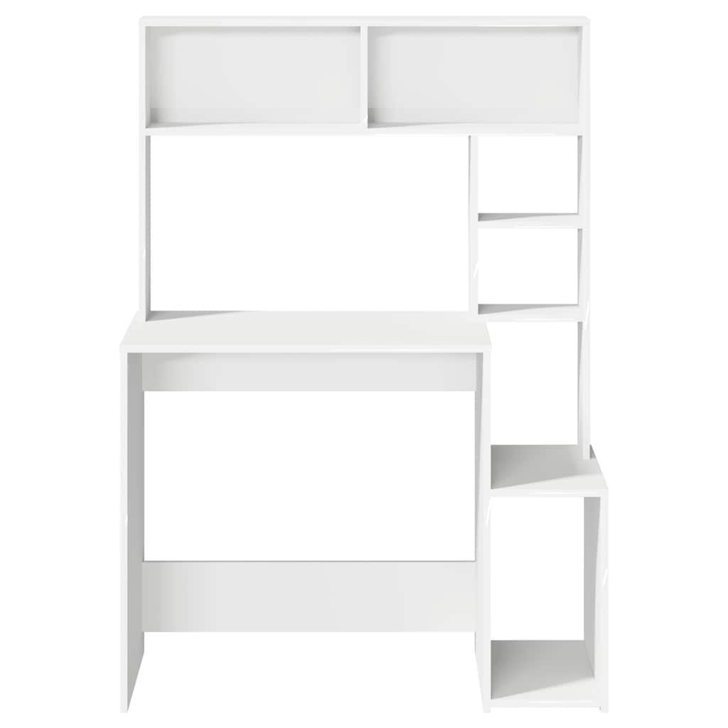 Bureau met schappen 100x45x140 cm bewerkt hout wit is nu te koop bij PeponiXL, paradijselijk wonen!