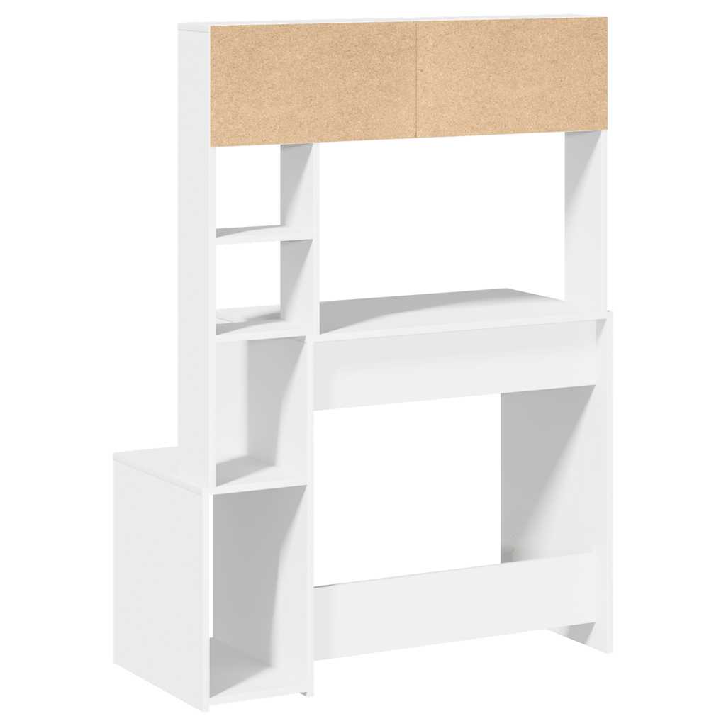 Bureau met schappen 100x45x140 cm bewerkt hout wit is nu te koop bij PeponiXL, paradijselijk wonen!