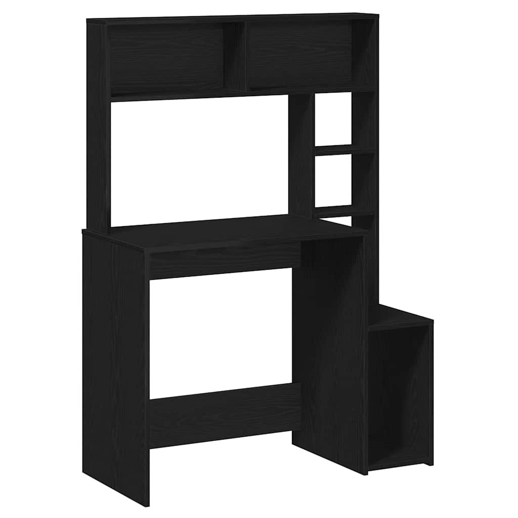 Bureau met schappen 100x45x140 cm bewerkt hout zwart is nu te koop bij PeponiXL, paradijselijk wonen!