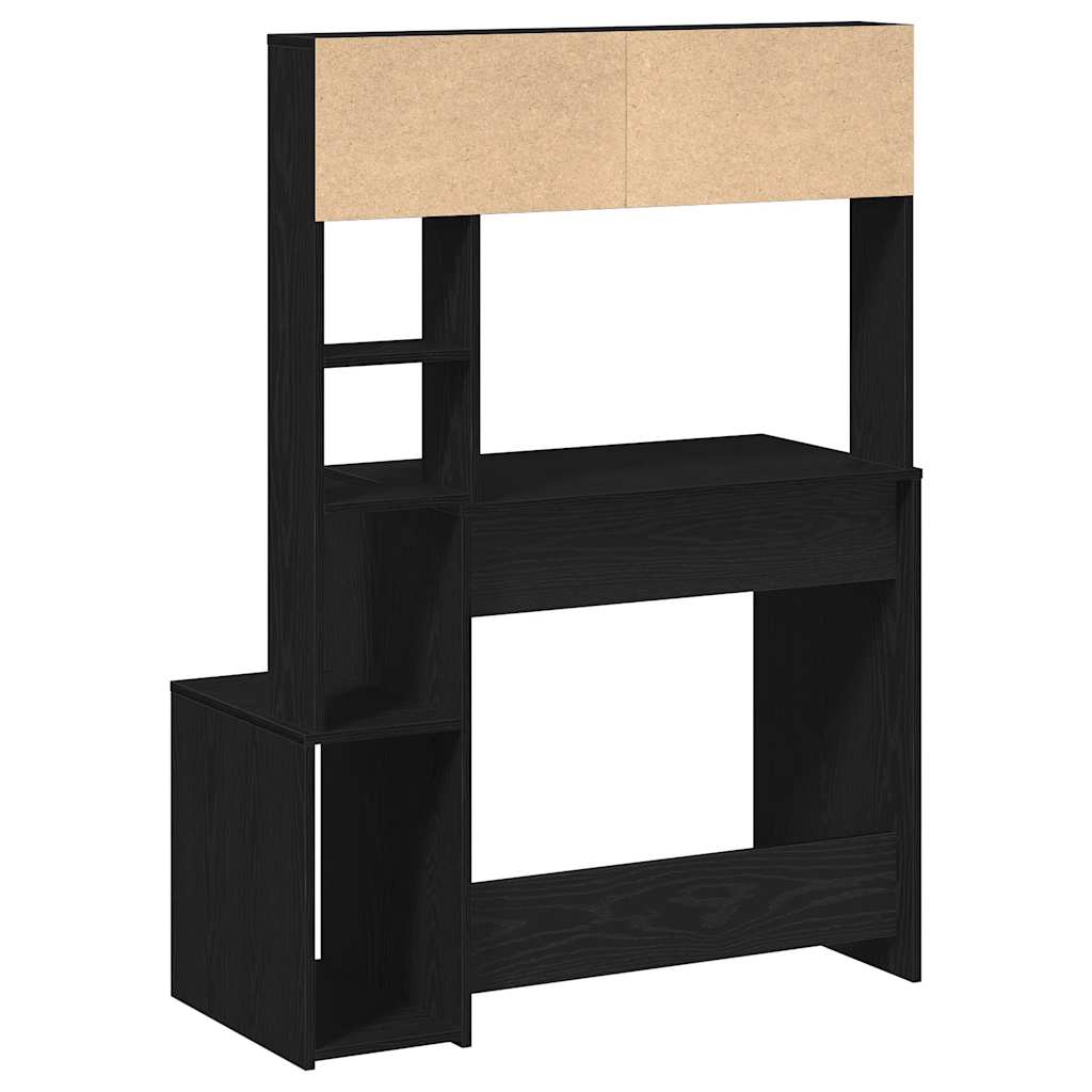 Bureau met schappen 100x45x140 cm bewerkt hout zwart is nu te koop bij PeponiXL, paradijselijk wonen!