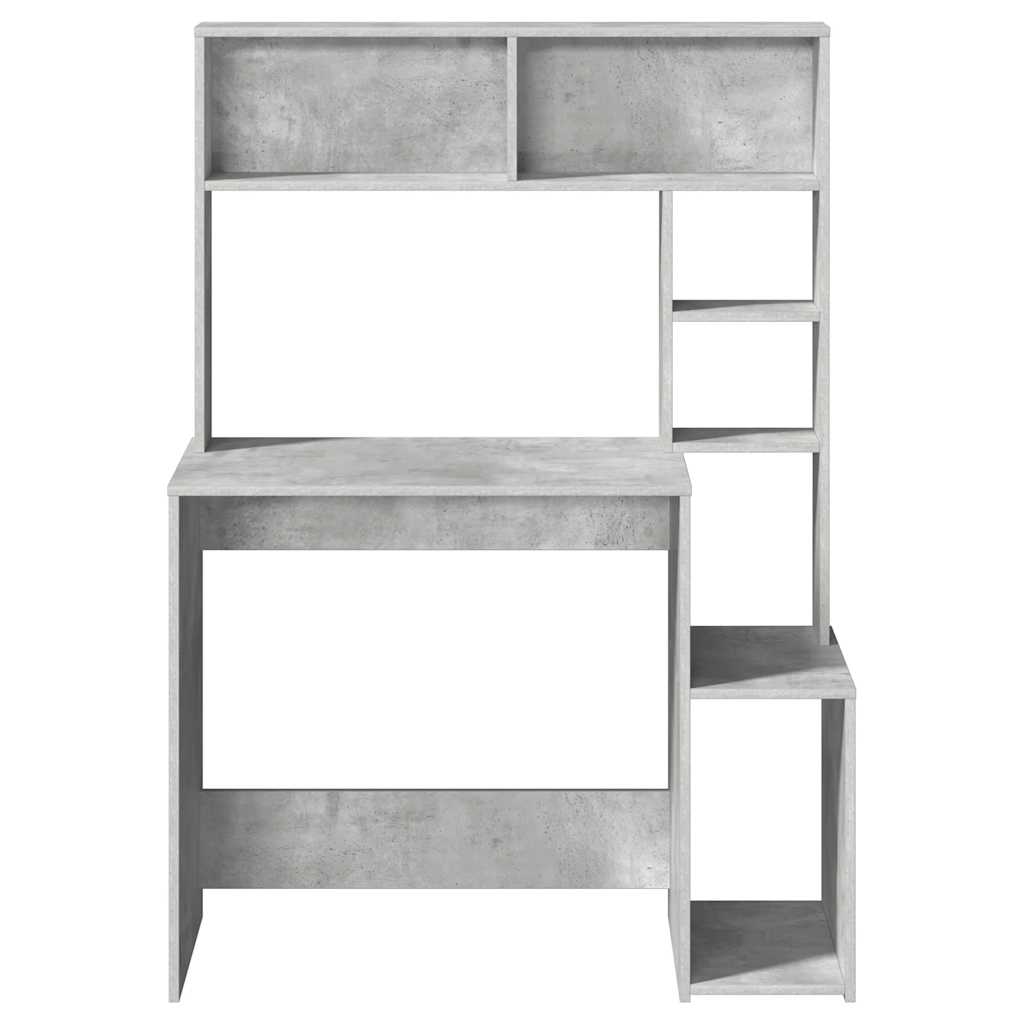Bureau met schappen 100x45x140 cm bewerkt hout betongrijs is nu te koop bij PeponiXL, paradijselijk wonen!