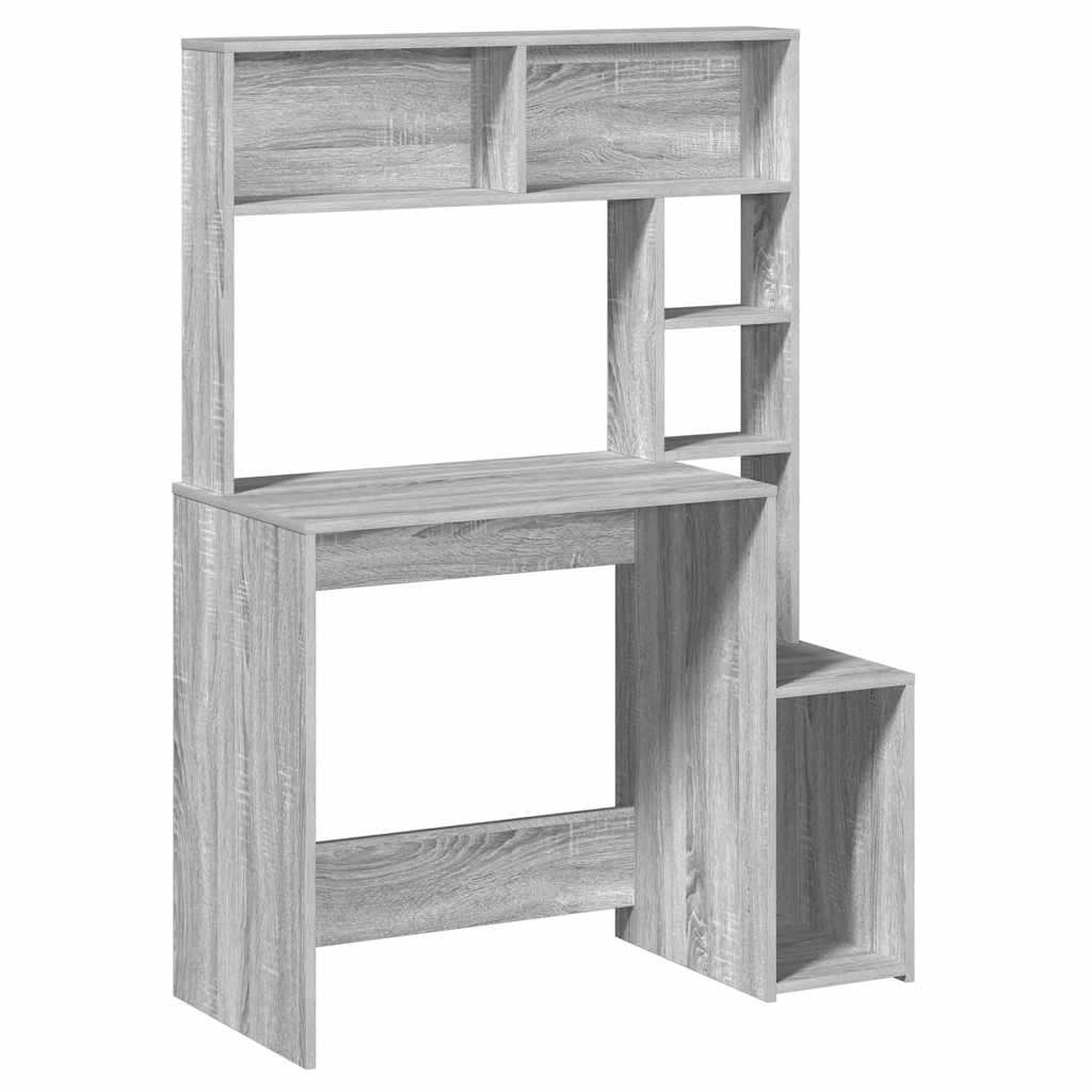 Bureau met schappen 100x45x140 cm bewerkt hout grijs sonoma is nu te koop bij PeponiXL, paradijselijk wonen!