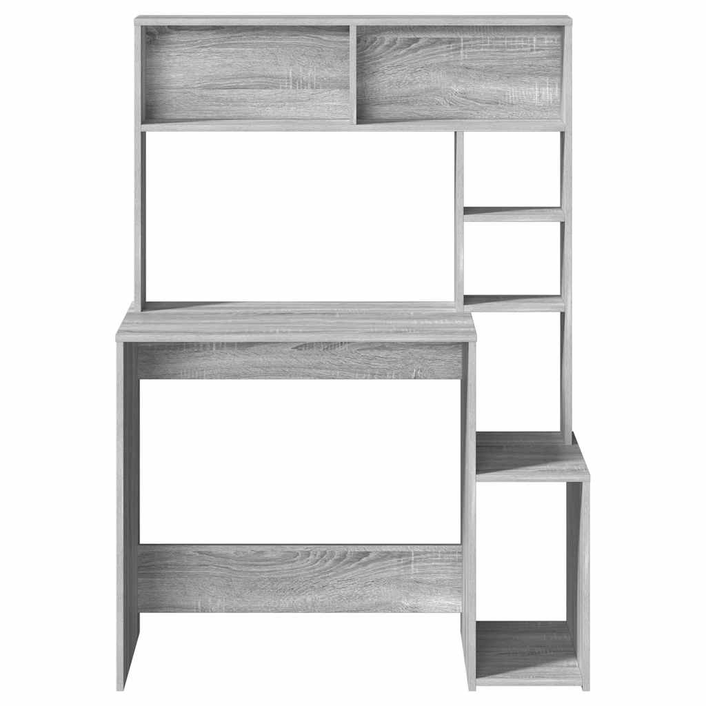 Bureau met schappen 100x45x140 cm bewerkt hout grijs sonoma is nu te koop bij PeponiXL, paradijselijk wonen!