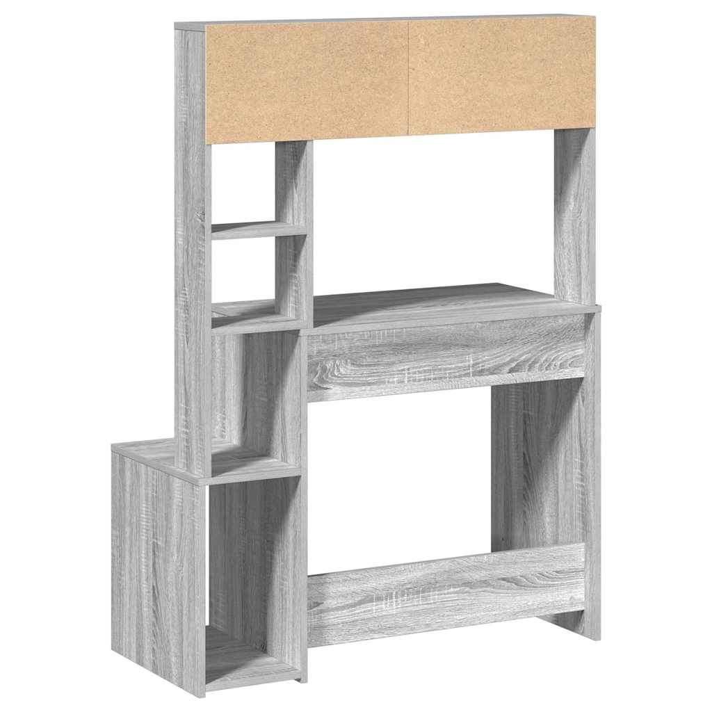 Bureau met schappen 100x45x140 cm bewerkt hout grijs sonoma is nu te koop bij PeponiXL, paradijselijk wonen!
