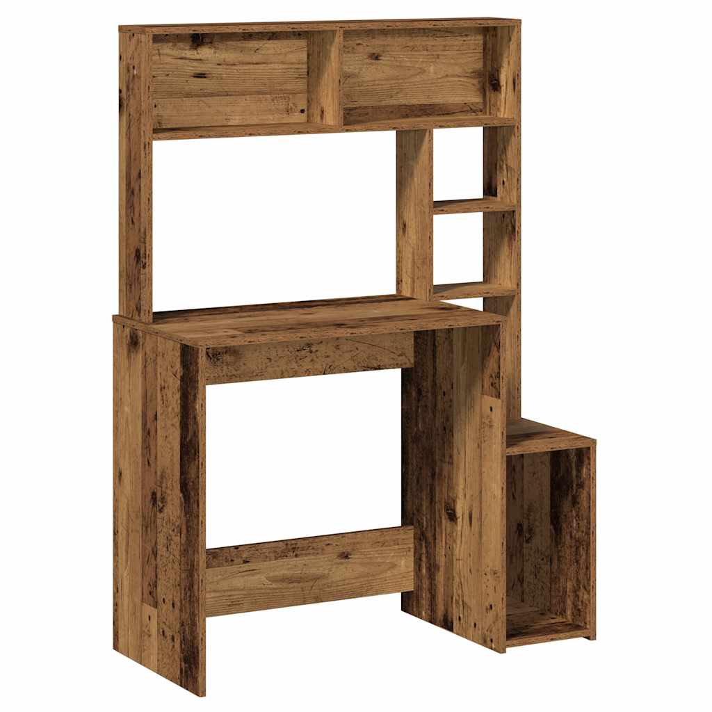 Bureau met schappen 100x45x140 cm bewerkt hout oud houtkleurig is nu te koop bij PeponiXL, paradijselijk wonen!