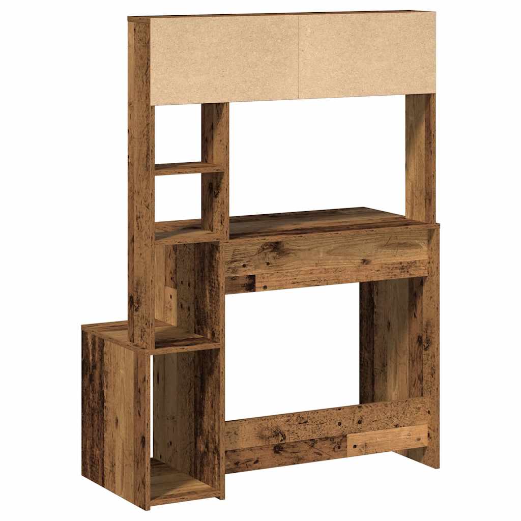 Bureau met schappen 100x45x140 cm bewerkt hout oud houtkleurig is nu te koop bij PeponiXL, paradijselijk wonen!