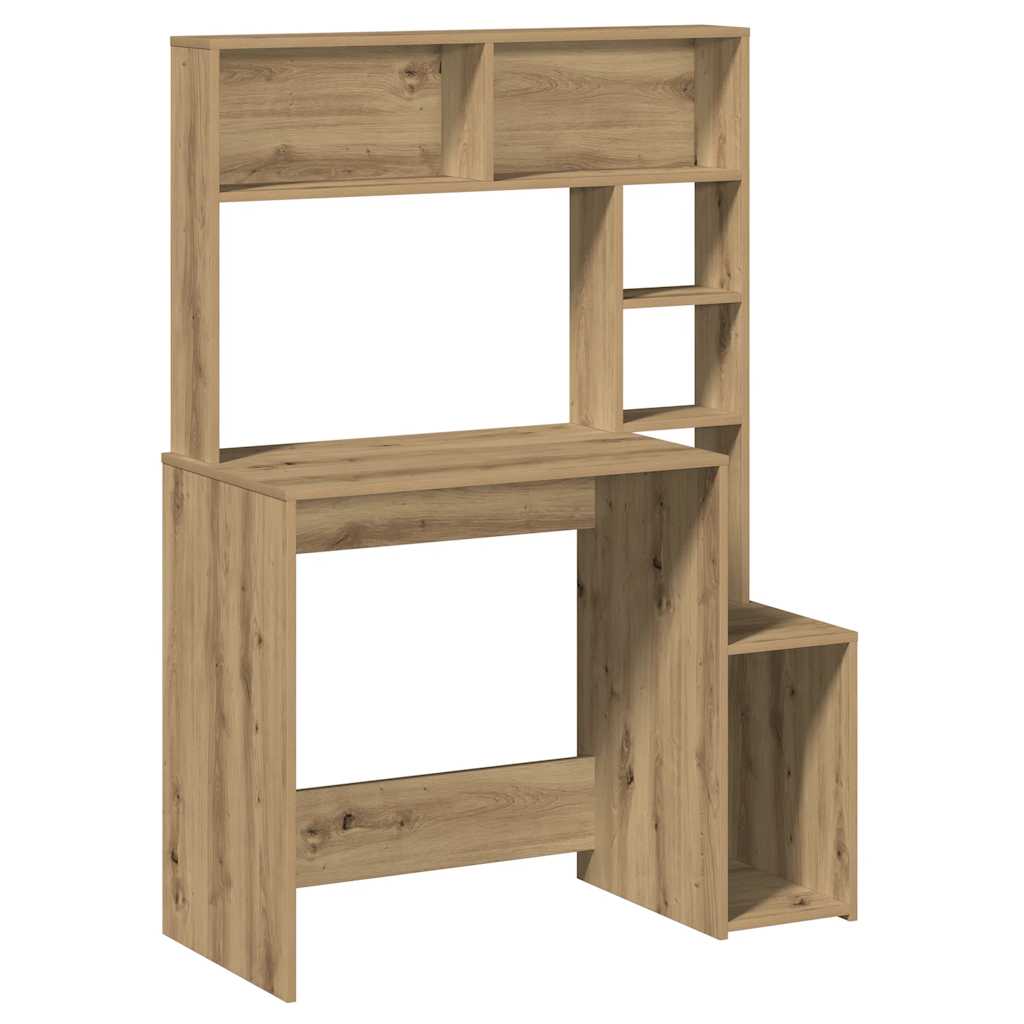 Bureau met schappen 100x45x140 cm bewerkt hout artisanaal eiken is nu te koop bij PeponiXL, paradijselijk wonen!