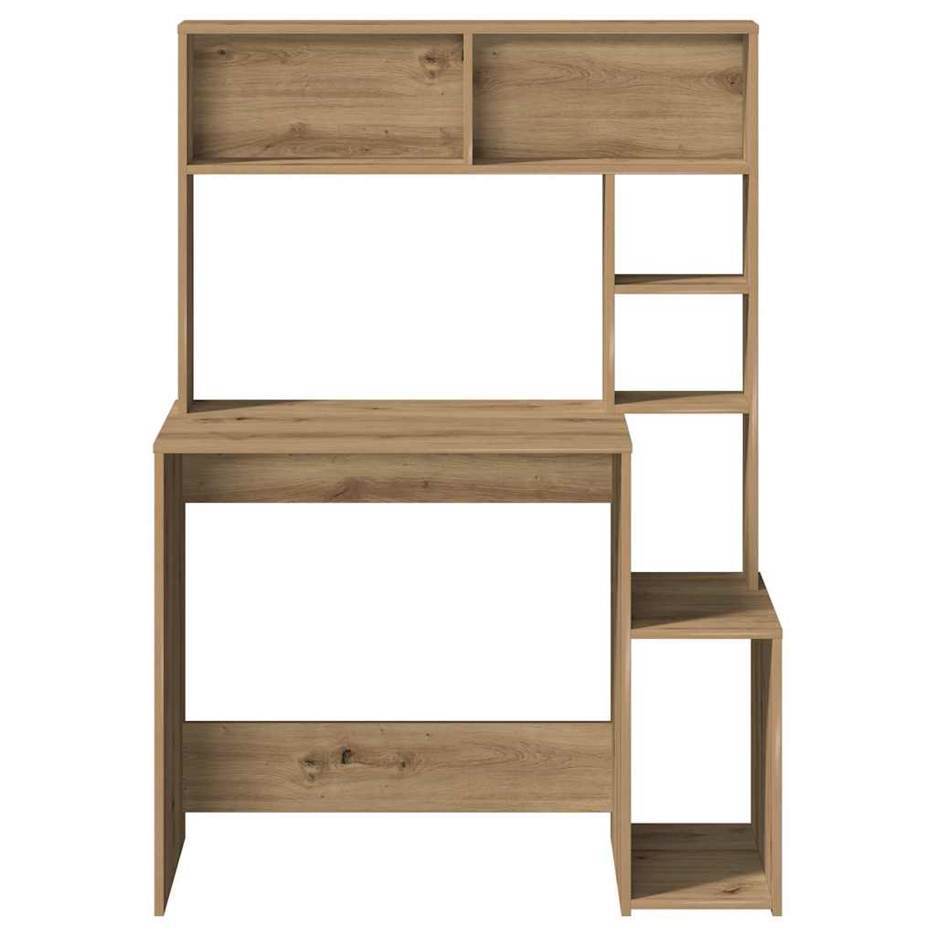 Bureau met schappen 100x45x140 cm bewerkt hout artisanaal eiken is nu te koop bij PeponiXL, paradijselijk wonen!