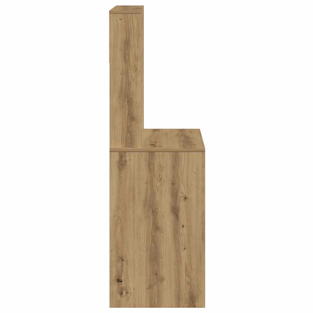 Bureau met schappen 100x45x140 cm bewerkt hout artisanaal eiken is nu te koop bij PeponiXL, paradijselijk wonen!