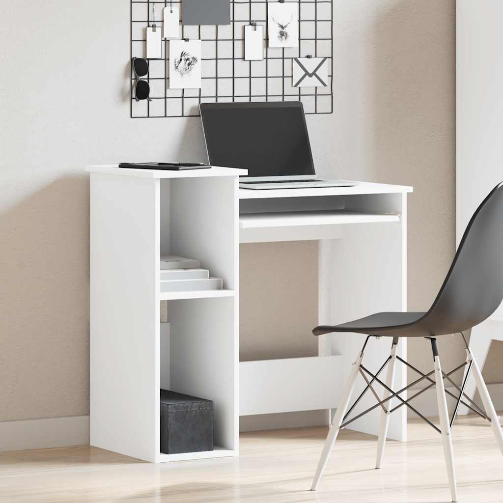 Bureau met schappen 84x40x78 cm bewerkt hout wit is nu te koop bij PeponiXL, paradijselijk wonen!