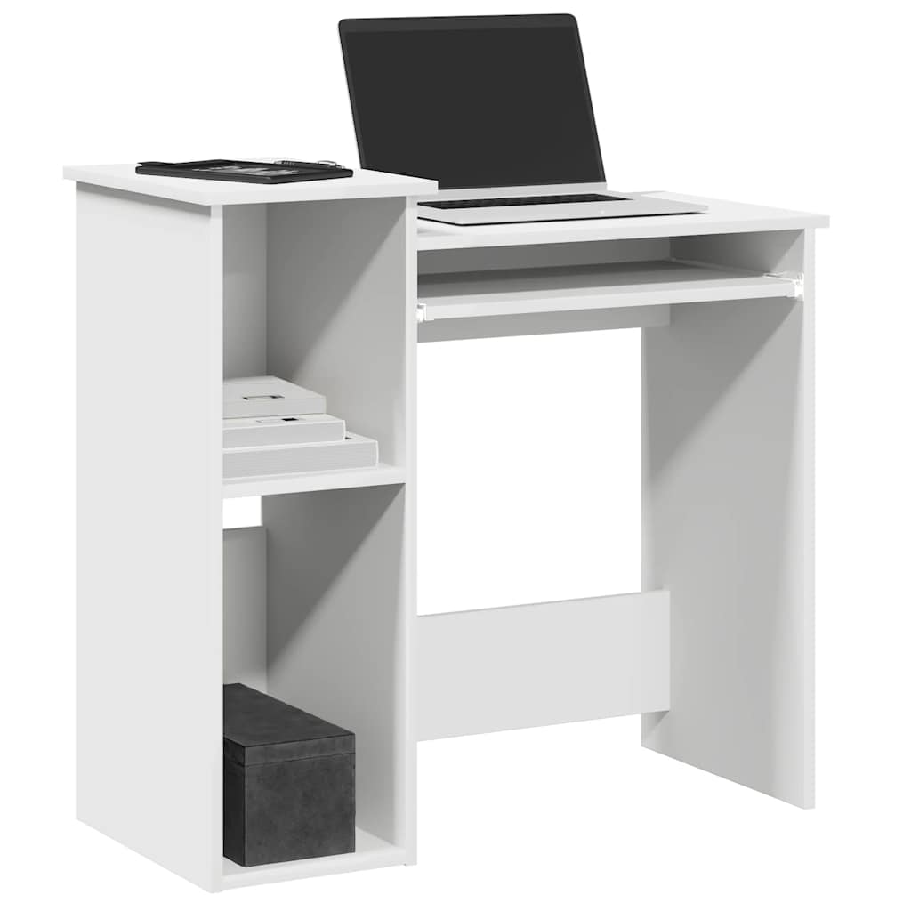 Bureau met schappen 84x40x78 cm bewerkt hout wit is nu te koop bij PeponiXL, paradijselijk wonen!