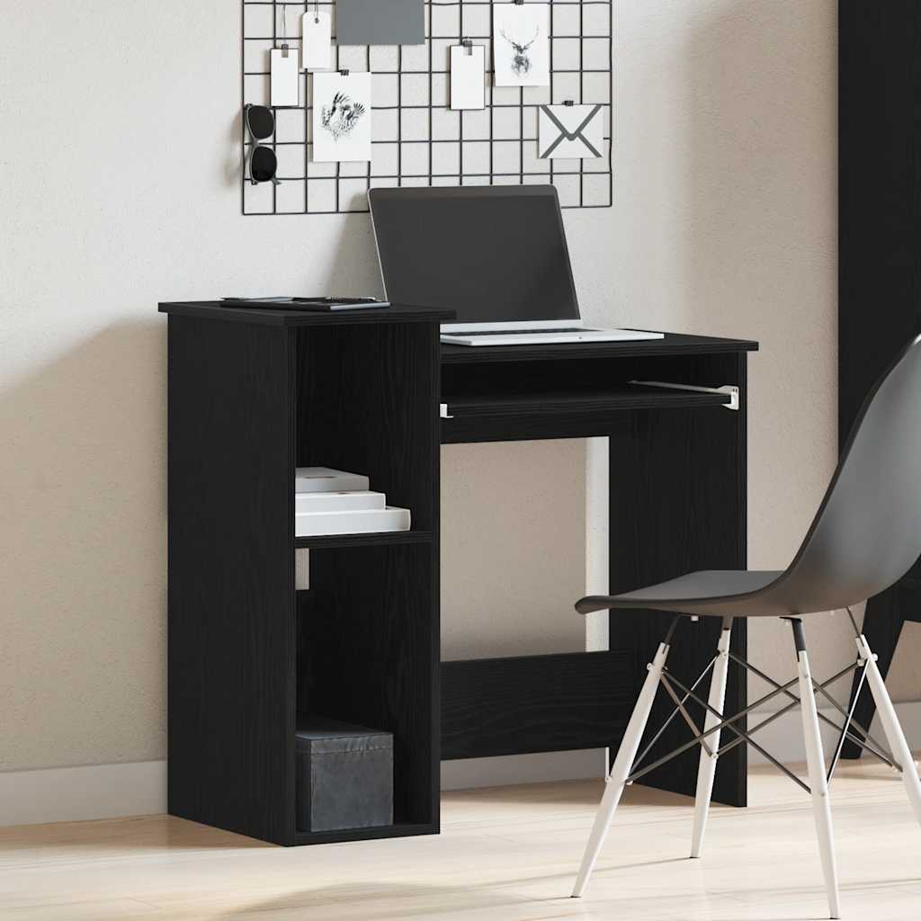 Bureau met schappen 84x40x78 cm bewerkt hout zwart is nu te koop bij PeponiXL, paradijselijk wonen!
