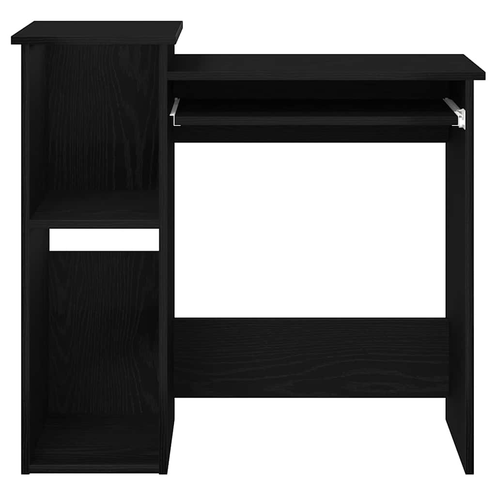 Bureau met schappen 84x40x78 cm bewerkt hout zwart is nu te koop bij PeponiXL, paradijselijk wonen!
