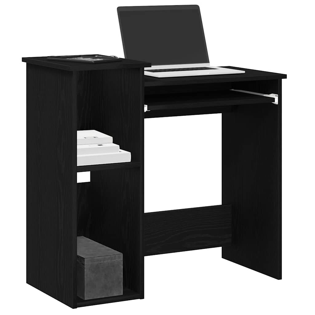 Bureau met schappen 84x40x78 cm bewerkt hout zwart is nu te koop bij PeponiXL, paradijselijk wonen!