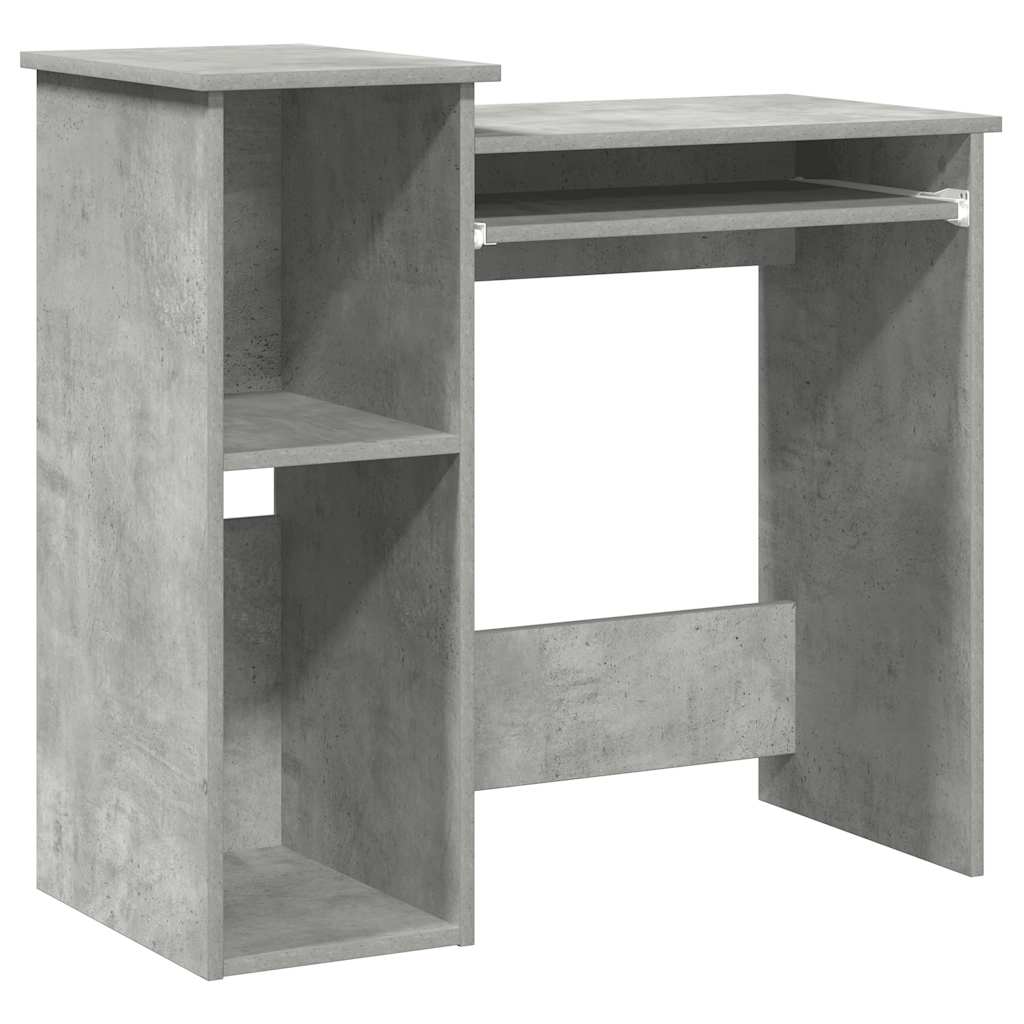 Bureau met schappen 84x40x78 cm bewerkt hout betongrijs is nu te koop bij PeponiXL, paradijselijk wonen!