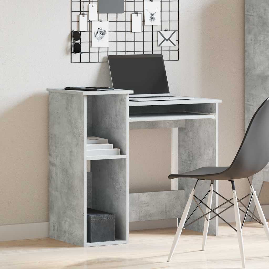 Bureau met schappen 84x40x78 cm bewerkt hout betongrijs is nu te koop bij PeponiXL, paradijselijk wonen!