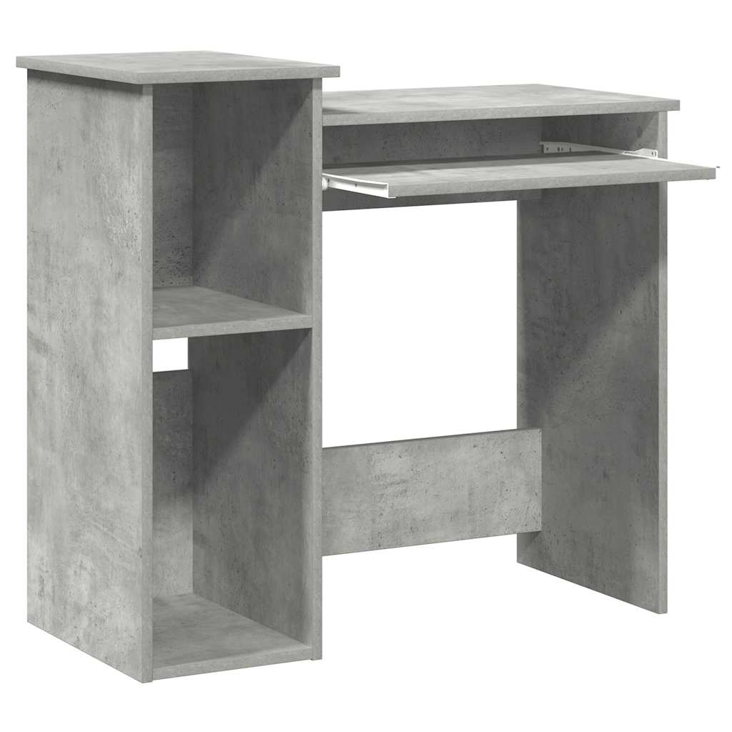 Bureau met schappen 84x40x78 cm bewerkt hout betongrijs is nu te koop bij PeponiXL, paradijselijk wonen!