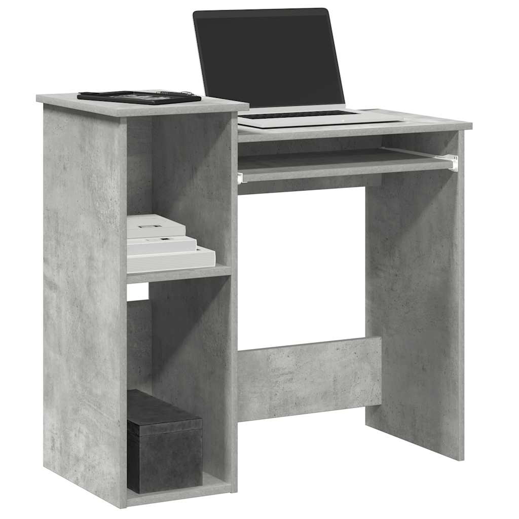 Bureau met schappen 84x40x78 cm bewerkt hout betongrijs is nu te koop bij PeponiXL, paradijselijk wonen!