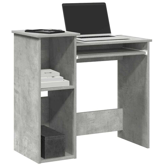Bureau met schappen 84x40x78 cm bewerkt hout betongrijs is nu te koop bij PeponiXL, paradijselijk wonen!