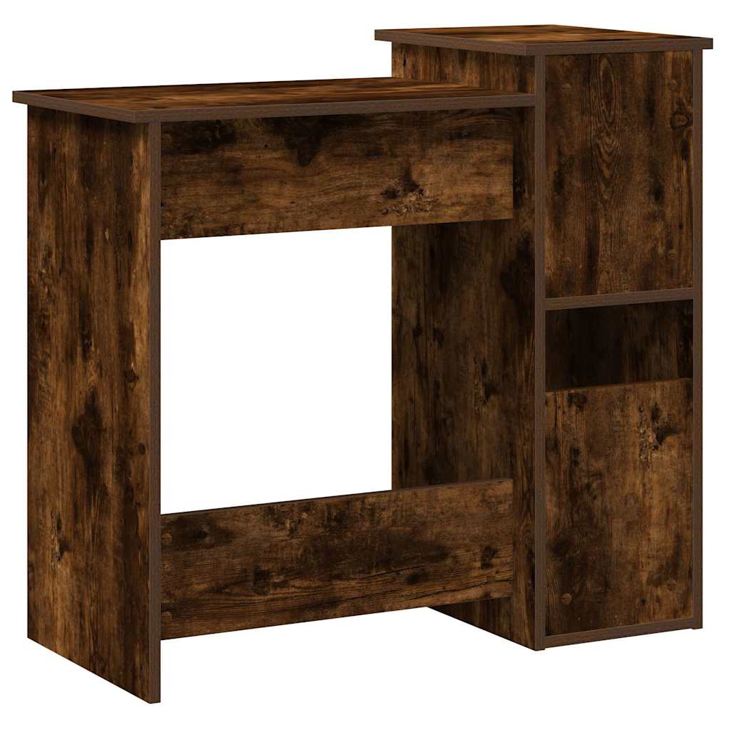 Bureau met schappen 84x40x78 cm bewerkt hout gerookt eiken is nu te koop bij PeponiXL, paradijselijk wonen!